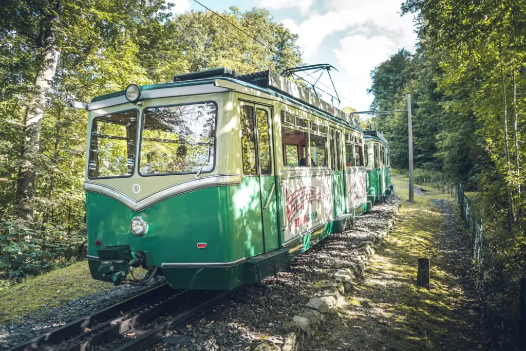 Foto der Drachenfelsbahn Königswinter auf ihrem Weg zur Bergstation